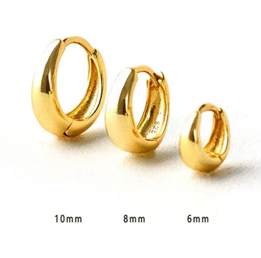 18k gold-plated 925 sterling silver thick hoop earrings