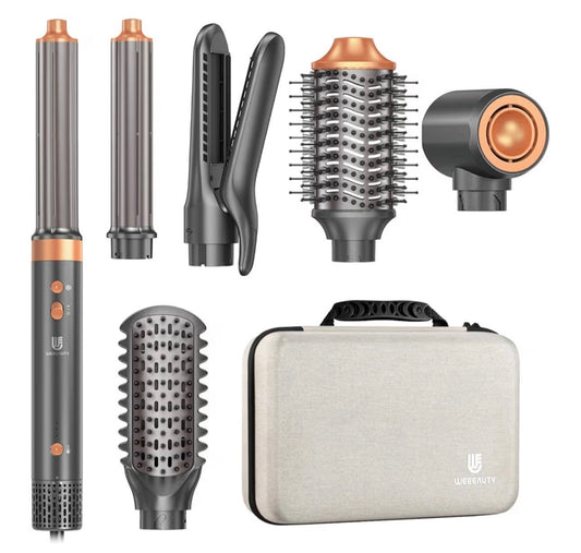 Cepillo secador de pelo, doble voltaje 7 en 1 aire caliente Auto Wrap Rizador Multi Styler
Volumizador iónico sin encrespamiento, secado rápido rizado alisado alisado, barril de cerámica ligero, tiro fresco, viaje